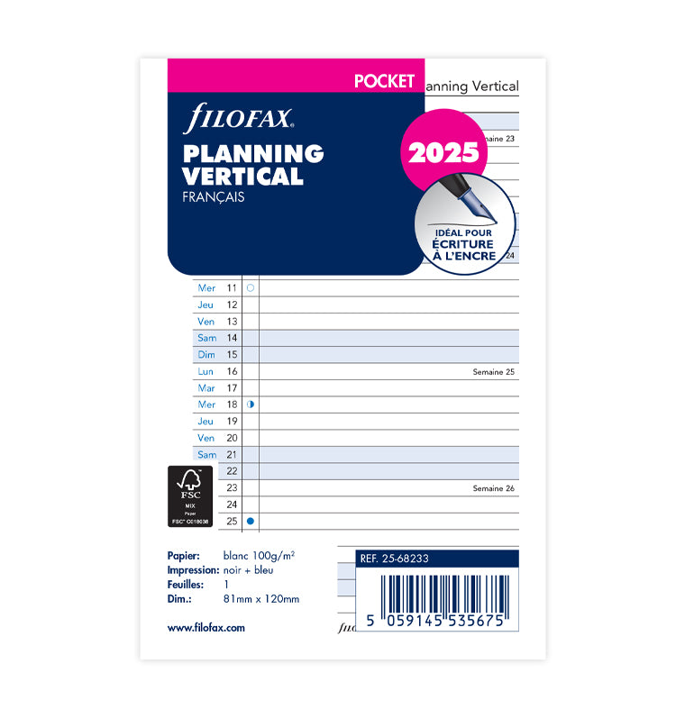 Jahresplaner Leporello französisch Pocket 2025 Filofax