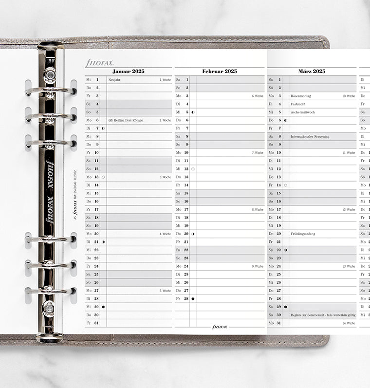 Filofax Persönlicher Jahresplaner 2023 – Horizontal, Monat Pro Seite, 95x171mm