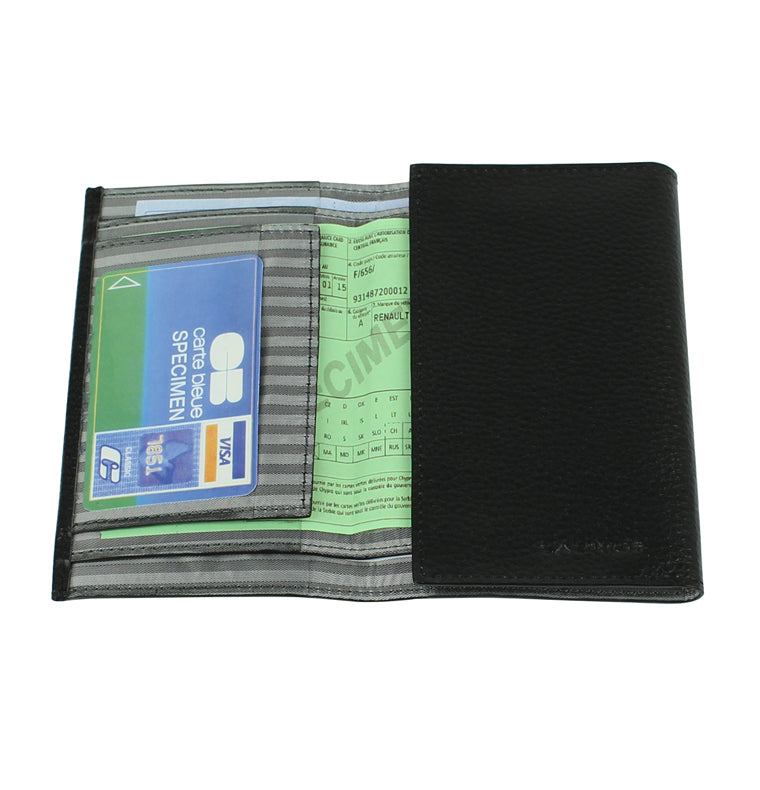 Étui Compact Pour Carte D'identité Et Permis De Conduire + Protection RFID - Cuir Vachette - Format Fin - Noir