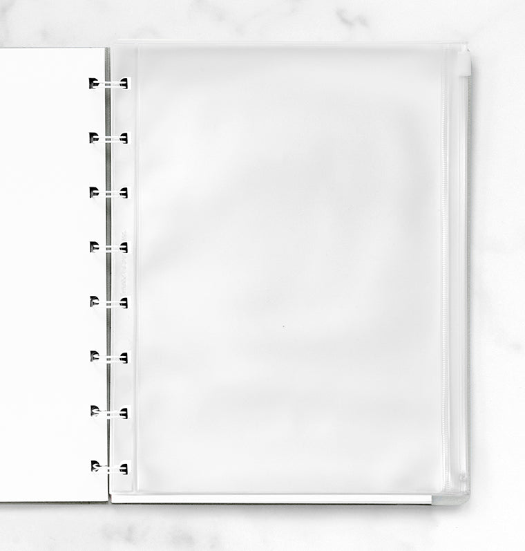 Nachfüllbares Notizbuch Klarsichttasche mit Reißverschluss - A5