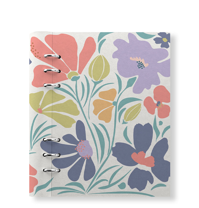 Clipbook Floral A5 Organiser Wild Flowers Blue & White