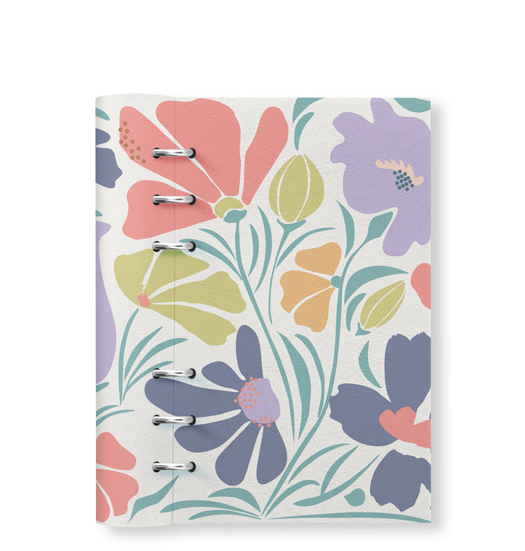 Clipbook Floral Personal Organiser Wild Flowers Blue & White