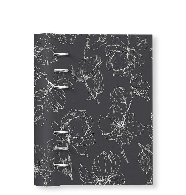 Clipbook Floral Personal Organiser Magnolia Charcoal