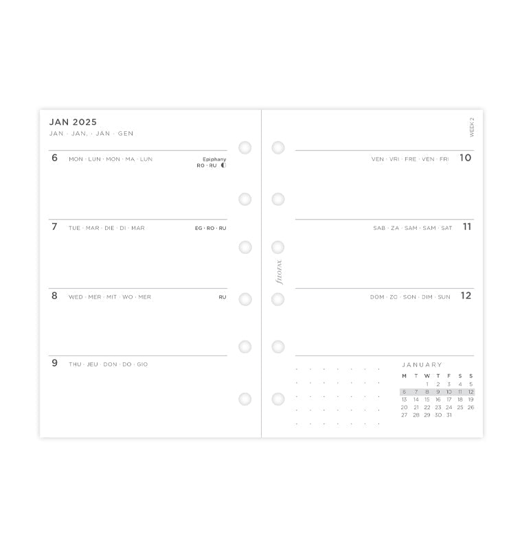 Minimal Kalender 1 Woche / 2 Seiten Pocket 2025 - 25-68290