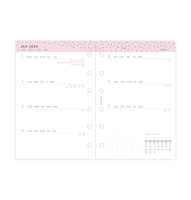 Confetti Kalender 1 Woche / 2 Seiten Pocket 2025 - 25-68291