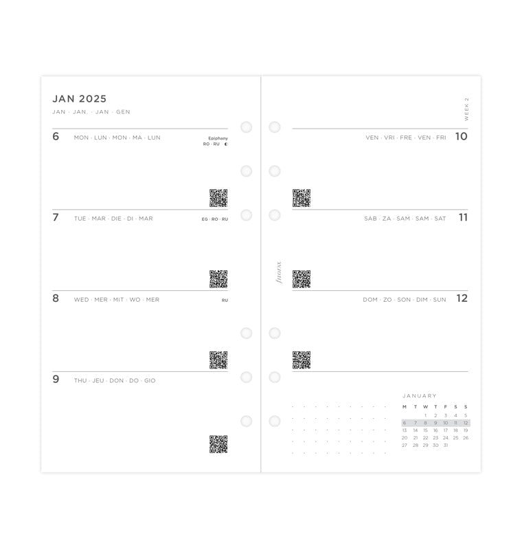 Minimal Kalender 1 Woche / 2 Seiten Personal 2025 - 25-68490