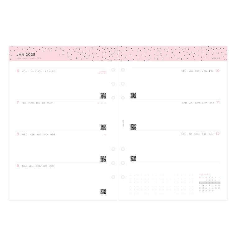 Confetti Kalender 1 Woche / 2 Seiten A5 2025 - 25-68591
