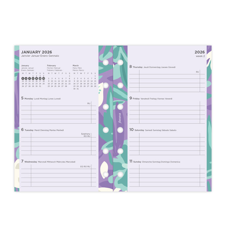 Filofax 1 Woche / 2 Seiten Illustrated Diary Pack Pocket 2026 26-6321