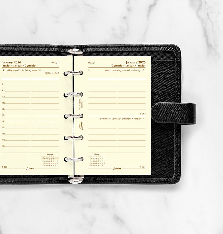 Filofax 1 Tag / 1 Seite multilingual Mini 2026 26-68142