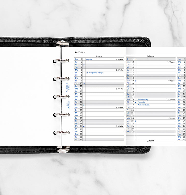 Filofax Pocket Professional 2023 | 1 Woche Auf 2 Seiten | Deutschsprachiger Terminkalender