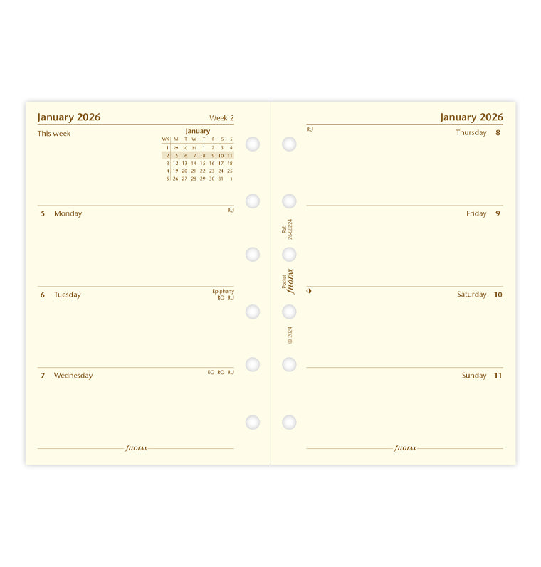 26-68224, 1 Woche / 2 Seiten englisch Cotton Cream Pocket 2026