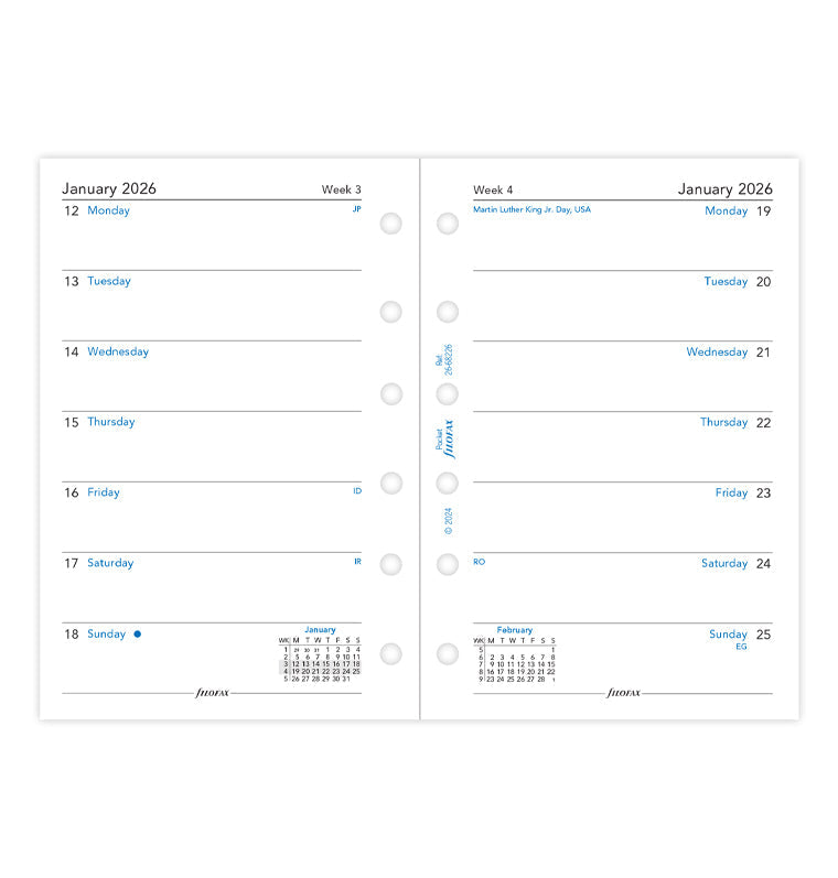 Filofax 1 Woche / 1 Seite englisch Pocket 2026 26-68226