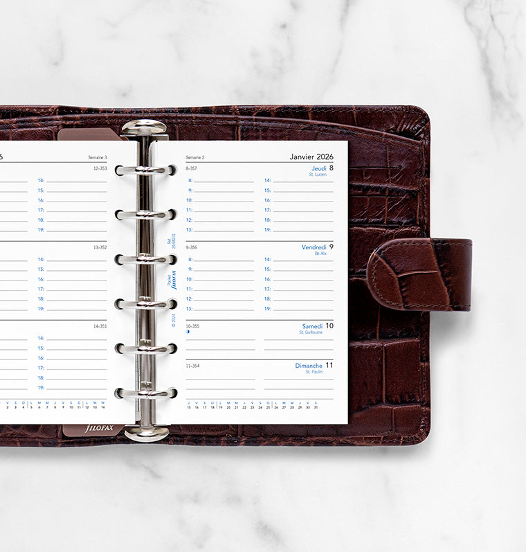 Recharge Filofax pour Agenda 2026 - Une Semaine sur Deux Pages Pocket - Français 26-68231