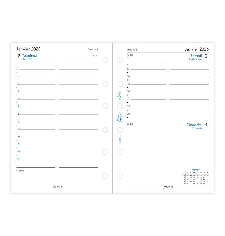 Recharge Filofax pour Agenda Un jour par page - Français - 26-68232