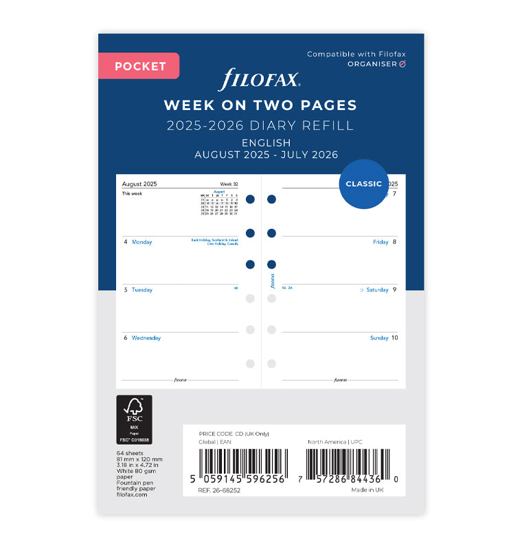 Filofax Mini Kalender 000020-68145 – Jahresplaner Vertikal, Deutsch, Format Mini