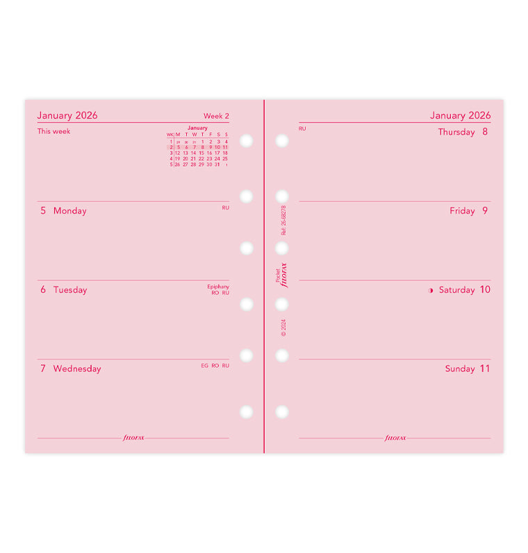 Filofax 1 Woche / 2 Seiten englisch Pocket 2026 26-68278