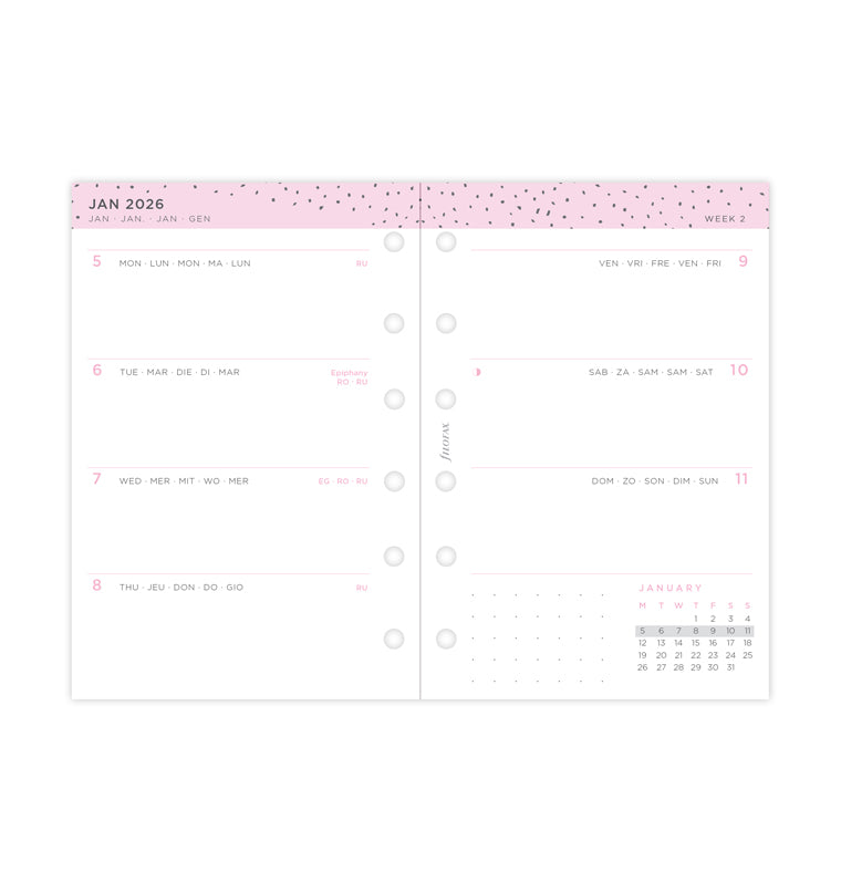 Filofax Confetti Kalender 1 Woche / 2 Seiten Pocket 2026 26-68291
