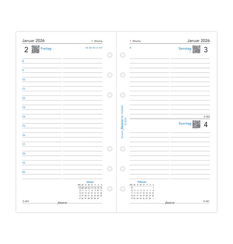 Filofax 1 Tag / 1 Seite deutsch Personal 2026 26-68446