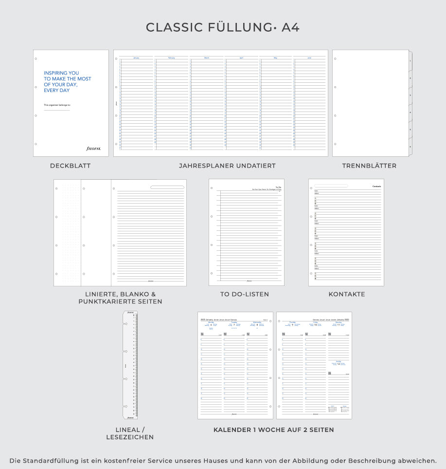 A4 Classic Fill Filofax