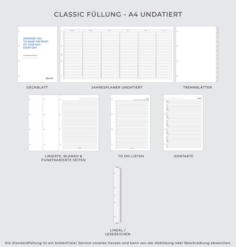 Filofax Classic Füllung - A4 Undatiert