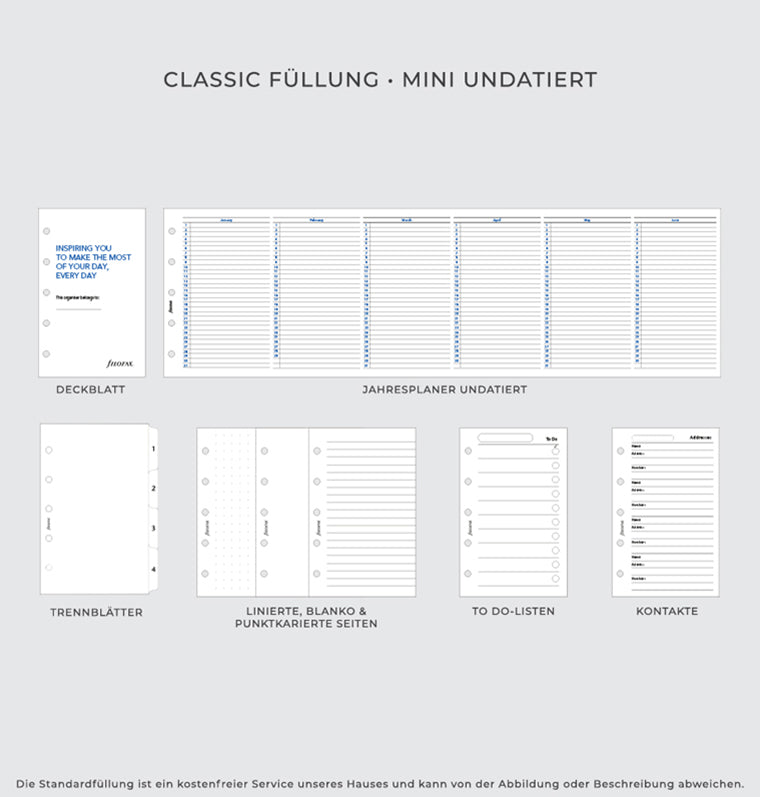 Filofax Classic Füllung - Mini Undatiert