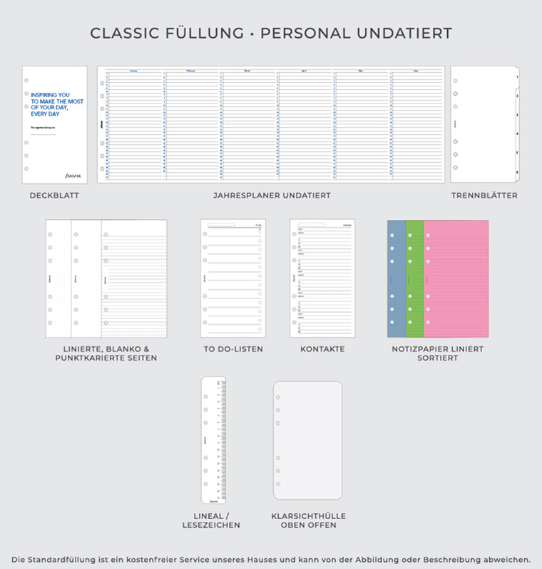 Filofax Classic Füllung - Personal Undatiert