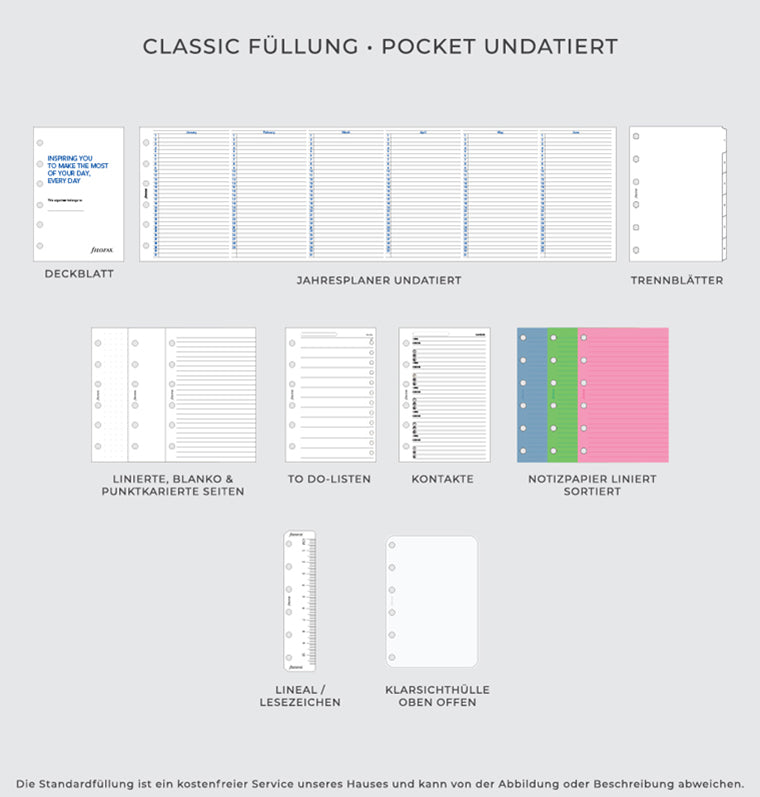 Filofax Classic Füllung - Pocket Undatiert