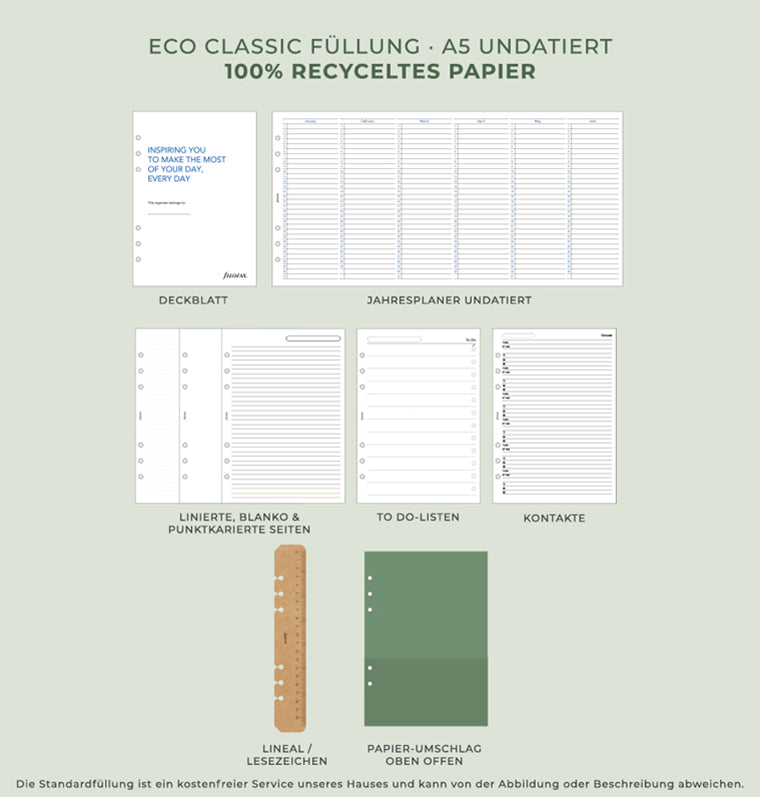 Filofax Eco Classic Füllung - A5 Undatiert