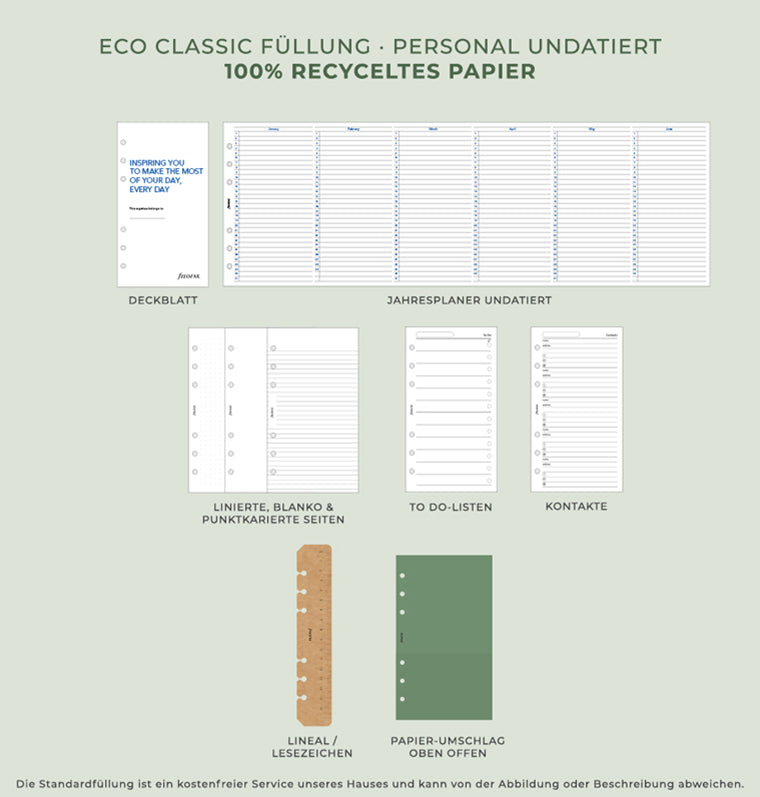 Filofax Eco Classic Füllung - Personal Undatiert