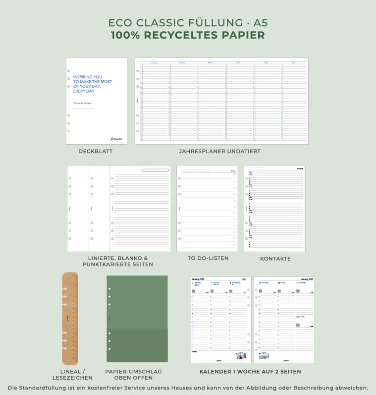 Eco Essential A5 Organiser Fill