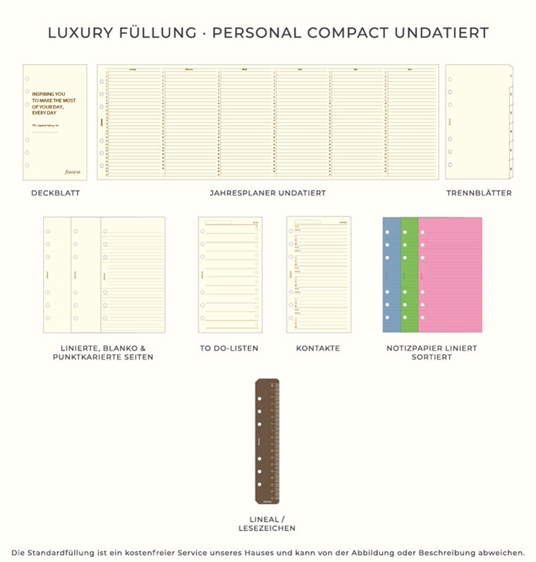Filofax Luxury Füllung - Personal Compact Undatiert