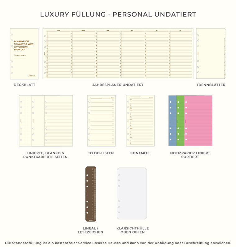 Filofax Luxury Füllung - Personal Undatiert