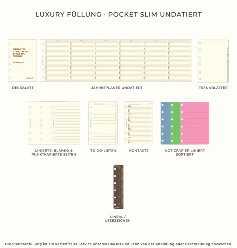 Filofax Luxury Füllung - Pocket Slim Undatiert