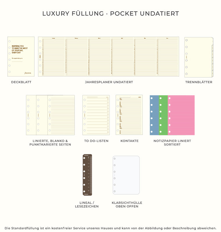 Filofax Luxury Füllung - Pocket Undatiert