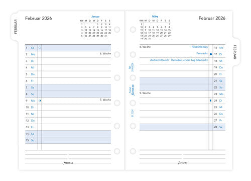 Filofax 1 Monat / 2 Seiten deutsch Pocket 2026