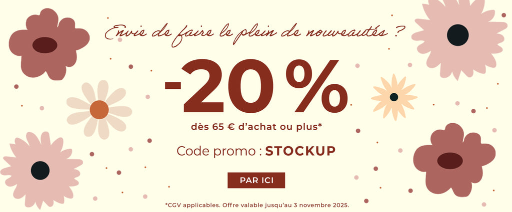 -20 % dès 65 € d’achat avec le code promo : STOCKUP