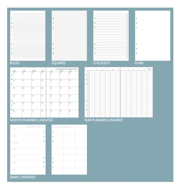 Contents included with Clipbook Floral A5 Organiser