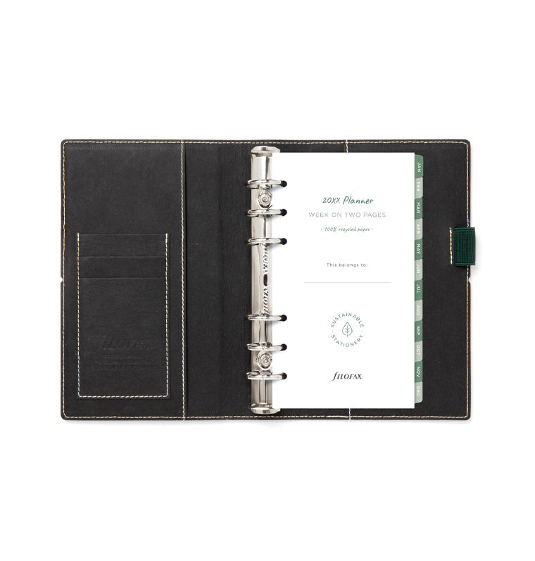Filofax Eco Essential Personal Organiser Ash Grey - open with contents