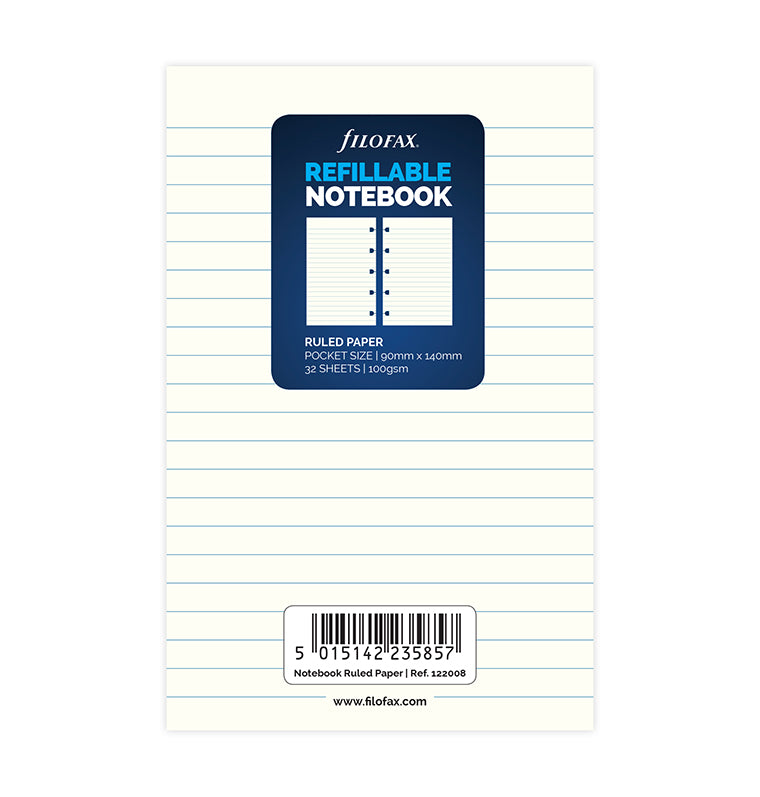Filofax Notebook Pocket linierte Einlagen