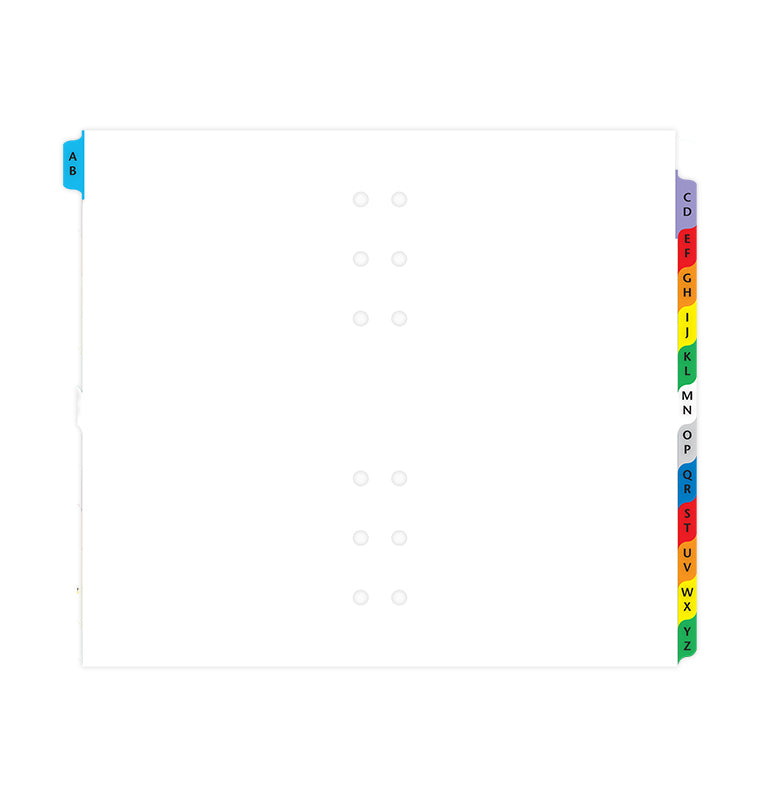 Filofax A5 Register A-Z – 2 Letters Per Tab, Wit, Multifit Perforatie Voor Ringbanden