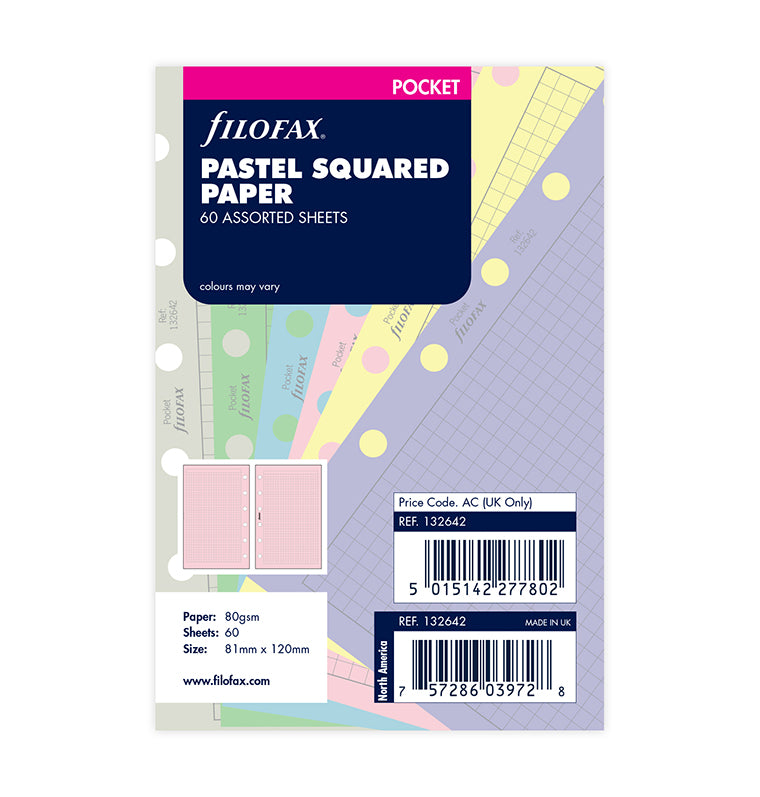 5x 50 Einlagen Blätter kariert gelocht für Organizer Kalender Filofax Planer