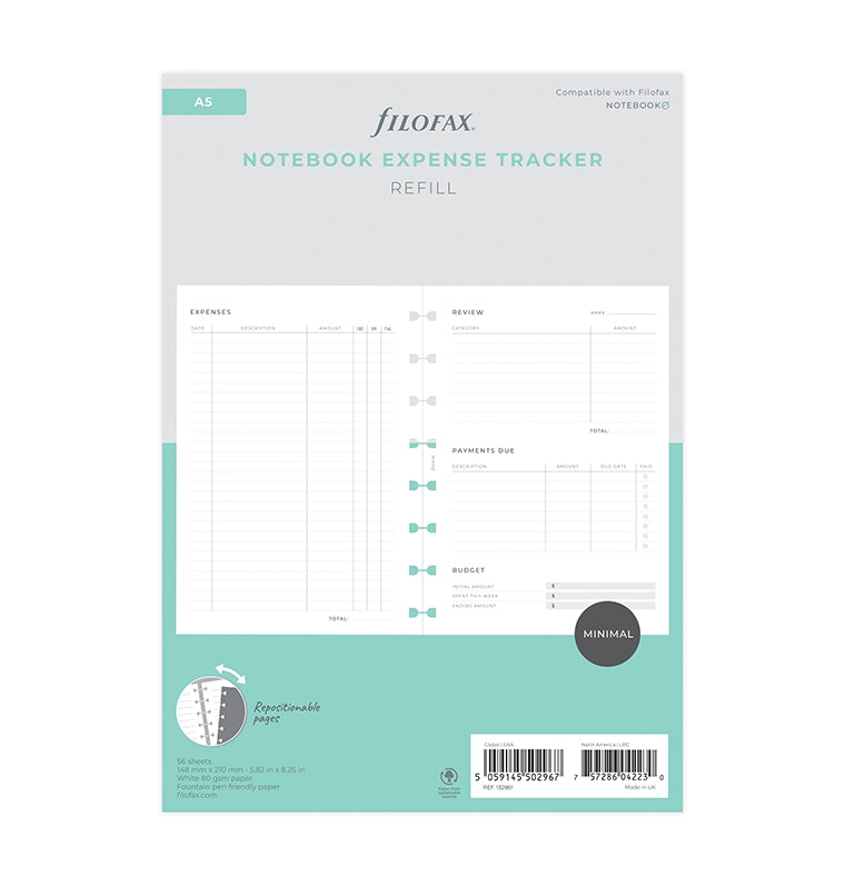 Expense Tracker Notebook Refill A5
