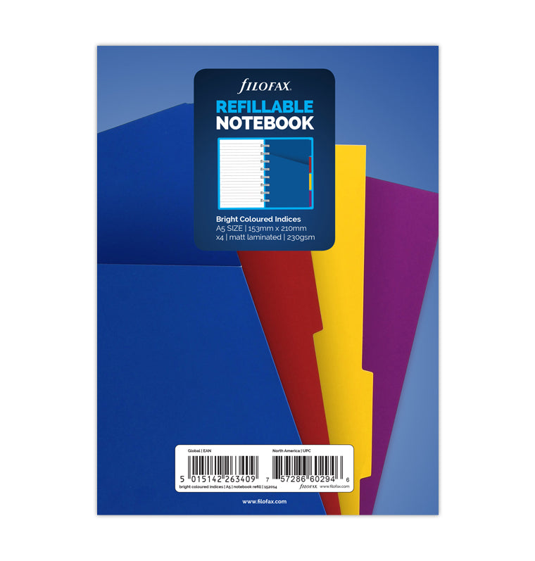 4er Notebook blanko Trennblätter Bright - A5