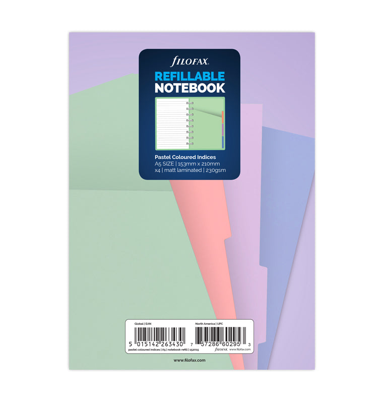 Filofax Notebook pastellfarbenes Register - A5