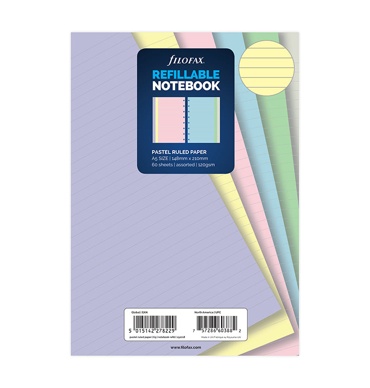 Filofax Notebook A5 Pastel linierte Einlagen