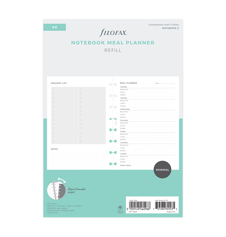 Filofax Notebook A5 Meal Planner