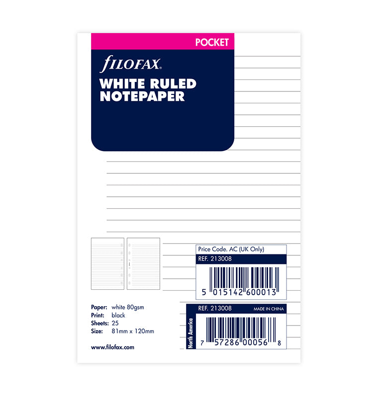 Notizpapier weiß liniert - Pocket