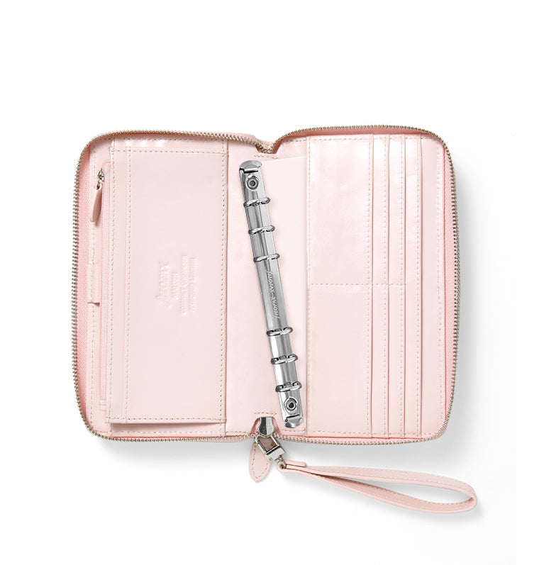 Filofax Malden Personal Compact Zip Leather Organiser in Pink - with removable ring mechanism