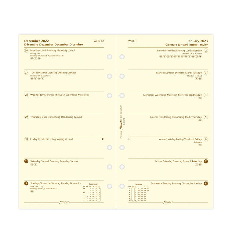 1 Woche / 1 Seite multilingual Personal 2023