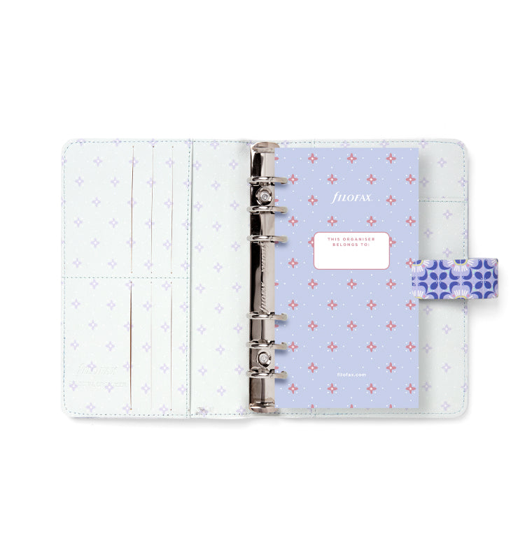 Filofax Mediterranean Personal Organiser inside contents and pockets